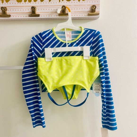 NWT Cat & Jack Girls Long Sleeve Bikini Swimsuit Three-Piece Multicolor - Picture 3 of 5